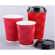Disposable Hot Drinking Customized Logo Ripple Wall Paper Coffee Cup